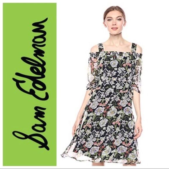 Sam Edelman Fit & Flare‎ Smocked Floral Dress 4 NWT - Picture 1 of 11